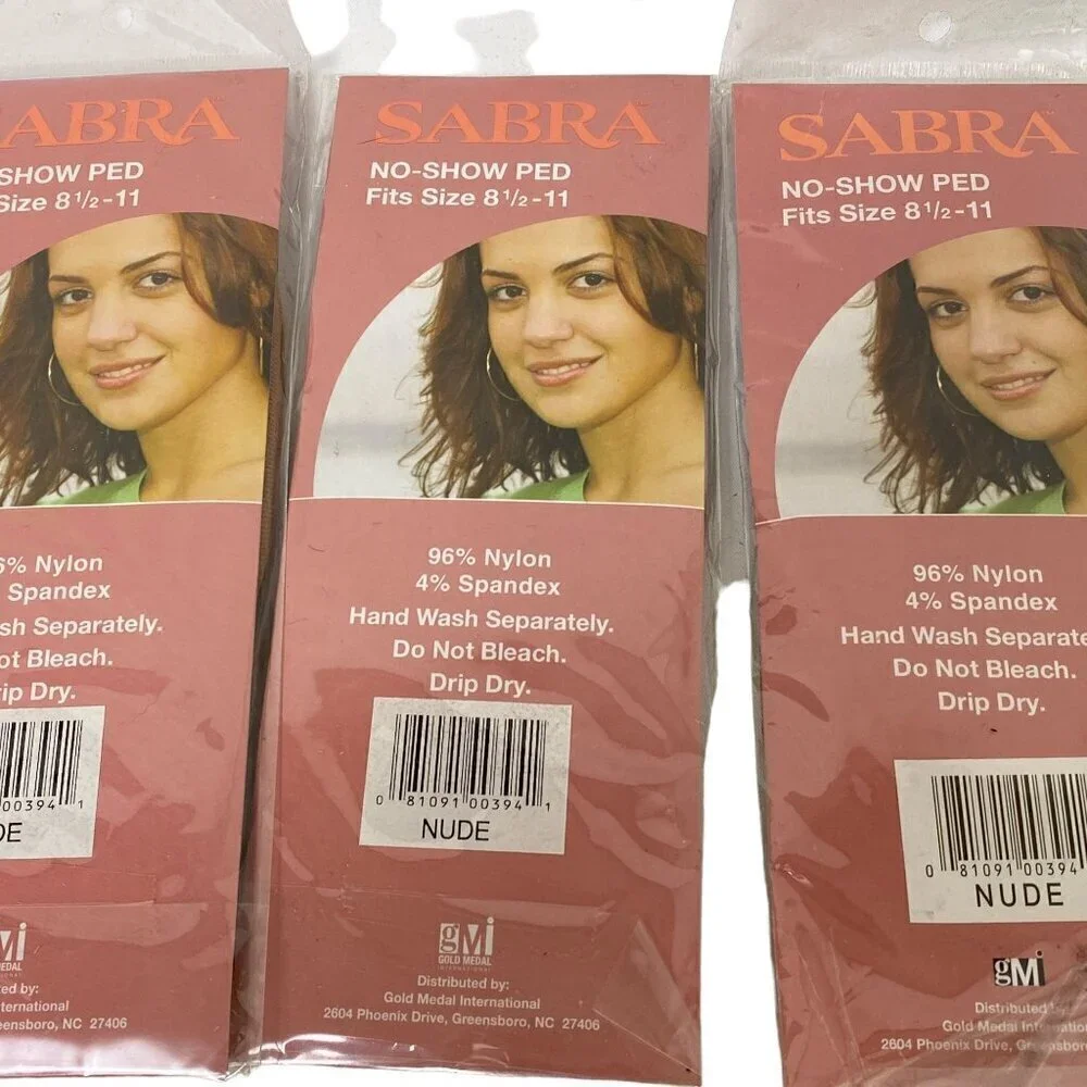 Sabra Nylon No-Show Peds 9 Pair (3packs of 3) Nude Color